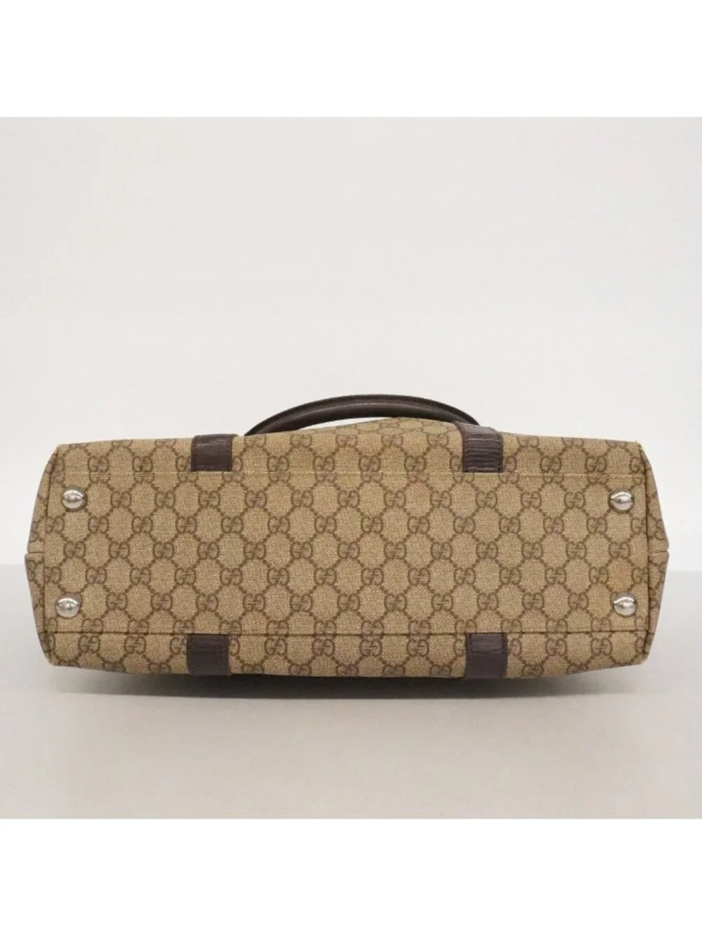 Gucci Tote GG Supreme Brown Silver